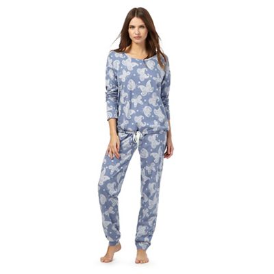 Blue butterfly print pyjama twosie
